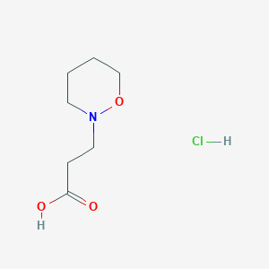 molecular formula C7H14ClNO3 B2664615 3-(1,2-Oxazinan-2-yl)propanoic acid hydrochloride CAS No. 1185298-71-8; 915922-89-3