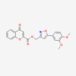 molecular formula C22H17NO7 B2664647 (5-(3,4-dimethoxyphenyl)isoxazol-3-yl)methyl 4-oxo-4H-chromene-2-carboxylate CAS No. 953007-86-8