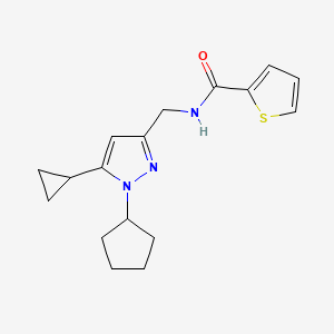 molecular formula C17H21N3OS B2664664 N-((1-cyclopentyl-5-cyclopropyl-1H-pyrazol-3-yl)methyl)thiophene-2-carboxamide CAS No. 1448062-90-5