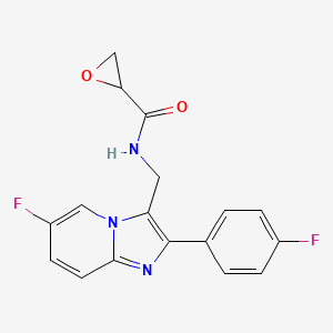 molecular formula C17H13F2N3O2 B2664669 N-[[6-Fluoro-2-(4-fluorophenyl)imidazo[1,2-a]pyridin-3-yl]methyl]oxirane-2-carboxamide CAS No. 2411219-93-5