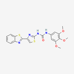 molecular formula C20H18N4O4S2 B2664693 3-[4-(1,3-benzothiazol-2-yl)-1,3-thiazol-2-yl]-1-(3,4,5-trimethoxyphenyl)urea CAS No. 1226453-74-2