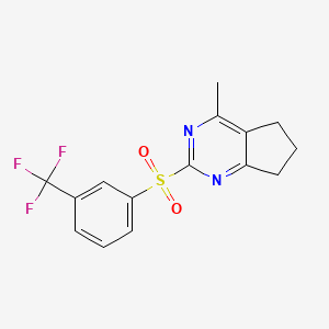 molecular formula C15H13F3N2O2S B2664716 4-methyl-2-[3-(trifluoromethyl)benzenesulfonyl]-5H,6H,7H-cyclopenta[d]pyrimidine CAS No. 339019-67-9