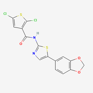 molecular formula C15H8Cl2N2O3S2 B2664730 N-(5-(benzo[d][1,3]dioxol-5-yl)thiazol-2-yl)-2,5-dichlorothiophene-3-carboxamide CAS No. 394227-98-6