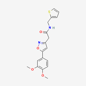 B2664739 2-(5-(3,4-dimethoxyphenyl)isoxazol-3-yl)-N-(thiophen-2-ylmethyl)acetamide CAS No. 953158-46-8