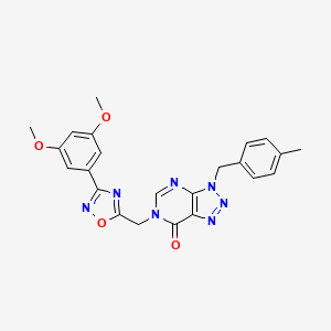 molecular formula C23H21N7O4 B2664770 6-{[3-(3,5-dimethoxyphenyl)-1,2,4-oxadiazol-5-yl]methyl}-3-[(4-methylphenyl)methyl]-3H,6H,7H-[1,2,3]triazolo[4,5-d]pyrimidin-7-one CAS No. 1105210-40-9