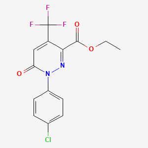 molecular formula C14H10ClF3N2O3 B2664780 Ethyl 1-(4-chlorophenyl)-6-oxo-4-(trifluoromethyl)pyridazine-3-carboxylate CAS No. 251557-24-1