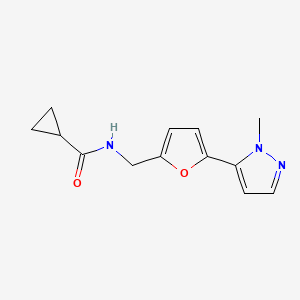 molecular formula C13H15N3O2 B2664816 N-{[5-(1-methyl-1H-pyrazol-5-yl)furan-2-yl]methyl}cyclopropanecarboxamide CAS No. 2415455-45-5