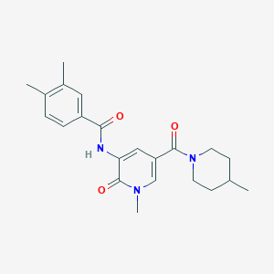 3,4-dimethyl-N-(1-methyl-5-(4-methylpiperidine-1-carbonyl)-2-oxo-1,2-dihydropyridin-3-yl)benzamide