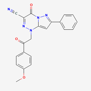 molecular formula C21H15N5O3 B2664842 1-[2-(4-Methoxyphenyl)-2-oxoethyl]-4-oxo-7-phenyl-1,4-dihydropyrazolo[5,1-c][1,2,4]triazine-3-carbonitrile CAS No. 1707372-52-8