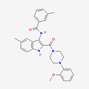 molecular formula C29H30N4O3 B2664851 N-{2-[4-(2-methoxyphenyl)piperazine-1-carbonyl]-5-methyl-1H-indol-3-yl}-3-methylbenzamide CAS No. 1029765-20-5