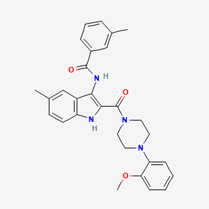 N-(2-(4-(2-methoxyphenyl)piperazine-1-carbonyl)-5-methyl-1H-indol-3-yl)-3-methylbenzamide