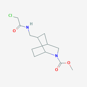 molecular formula C12H19ClN2O3 B2664872 Methyl 6-[[(2-chloroacetyl)amino]methyl]-2-azabicyclo[2.2.2]octane-2-carboxylate CAS No. 2411266-07-2