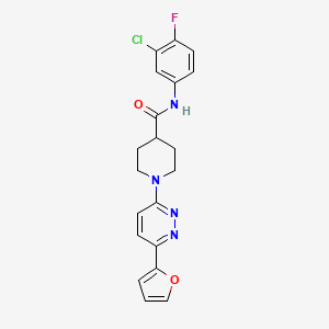 molecular formula C20H18ClFN4O2 B2664873 N-(3-chloro-4-fluorophenyl)-1-[6-(furan-2-yl)pyridazin-3-yl]piperidine-4-carboxamide CAS No. 1105233-81-5