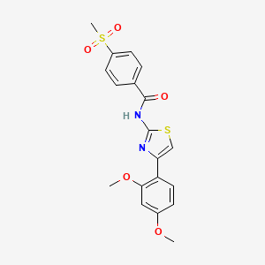 molecular formula C19H18N2O5S2 B2664876 N-(4-(2,4-dimethoxyphenyl)thiazol-2-yl)-4-(methylsulfonyl)benzamide CAS No. 896343-26-3