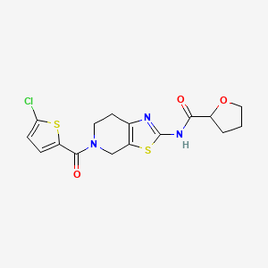 molecular formula C16H16ClN3O3S2 B2664877 N-(5-(5-chlorothiophene-2-carbonyl)-4,5,6,7-tetrahydrothiazolo[5,4-c]pyridin-2-yl)tetrahydrofuran-2-carboxamide CAS No. 1396886-66-0