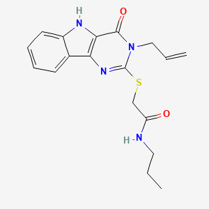 2-[(4-oxo-3-prop-2-enyl-5H-pyrimido[5,4-b]indol-2-yl)sulfanyl]-N-propylacetamide