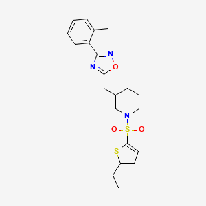 5-((1-((5-Ethylthiophen-2-yl)sulfonyl)piperidin-3-yl)methyl)-3-(o-tolyl)-1,2,4-oxadiazole