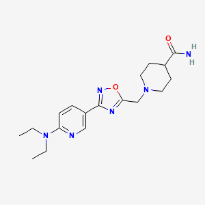 molecular formula C18H26N6O2 B2664894 1-({3-[6-(Diethylamino)pyridin-3-yl]-1,2,4-oxadiazol-5-yl}methyl)piperidine-4-carboxamide CAS No. 1251671-95-0