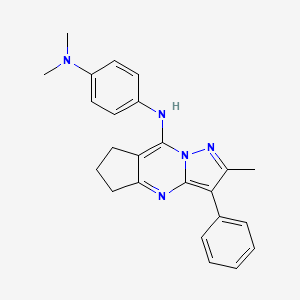 molecular formula C24H25N5 B2664901 N1,N1-dimethyl-N4-{11-methyl-10-phenyl-1,8,12-triazatricyclo[7.3.0.0^{3,7}]dodeca-2,7,9,11-tetraen-2-yl}benzene-1,4-diamine CAS No. 900268-78-2