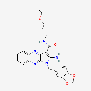 2-amino-1-[(2H-1,3-benzodioxol-5-yl)methyl]-N-(3-ethoxypropyl)-1H-pyrrolo[2,3-b]quinoxaline-3-carboxamide
