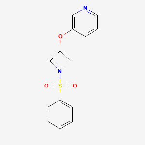 molecular formula C14H14N2O3S B2664912 3-((1-(Phenylsulfonyl)azetidin-3-yl)oxy)pyridine CAS No. 1903752-80-6