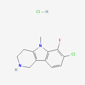 molecular formula C12H13Cl2FN2 B2664920 7-Chloro-6-fluoro-5-methyl-1,2,3,4-tetrahydropyrido[4,3-b]indole;hydrochloride CAS No. 2287290-02-0