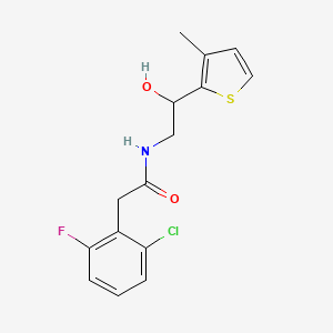 molecular formula C15H15ClFNO2S B2664923 2-(2-chloro-6-fluorophenyl)-N-(2-hydroxy-2-(3-methylthiophen-2-yl)ethyl)acetamide CAS No. 1795487-74-9