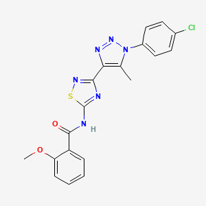 molecular formula C19H15ClN6O2S B2664925 N-{3-[1-(4-chlorophenyl)-5-methyl-1H-1,2,3-triazol-4-yl]-1,2,4-thiadiazol-5-yl}-2-methoxybenzamide CAS No. 932350-33-9
