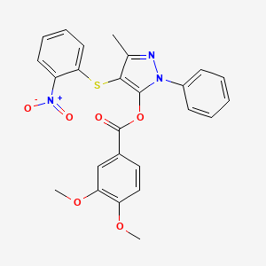 3-methyl-4-((2-nitrophenyl)thio)-1-phenyl-1H-pyrazol-5-yl 3,4-dimethoxybenzoate