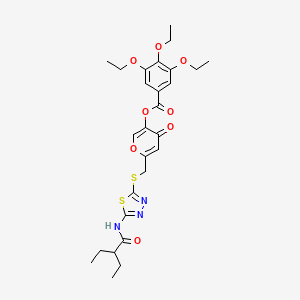 6-(((5-(2-ethylbutanamido)-1,3,4-thiadiazol-2-yl)thio)methyl)-4-oxo-4H-pyran-3-yl 3,4,5-triethoxybenzoate