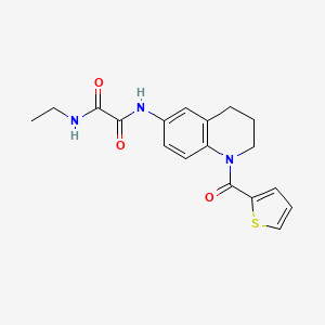 molecular formula C18H19N3O3S B2664933 N-ethyl-N'-[1-(thiophene-2-carbonyl)-1,2,3,4-tetrahydroquinolin-6-yl]ethanediamide CAS No. 899945-39-2