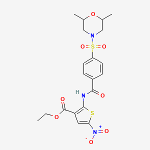 molecular formula C20H23N3O8S2 B2664944 Ethyl 2-(4-((2,6-dimethylmorpholino)sulfonyl)benzamido)-5-nitrothiophene-3-carboxylate CAS No. 477491-18-2