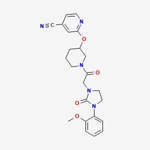 2-((1-(2-(3-(2-Methoxyphenyl)-2-oxoimidazolidin-1-yl)acetyl)piperidin-3-yl)oxy)isonicotinonitrile