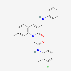 molecular formula C26H24ClN3O2 B2664946 N-(3-chloro-2-methylphenyl)-2-{7-methyl-2-oxo-3-[(phenylamino)methyl]-1,2-dihydroquinolin-1-yl}acetamide CAS No. 932523-47-2