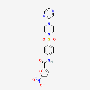 molecular formula C19H18N6O6S B2664947 5-nitro-N-(4-((4-(pyrazin-2-yl)piperazin-1-yl)sulfonyl)phenyl)furan-2-carboxamide CAS No. 1021077-14-4