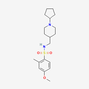 molecular formula C19H30N2O3S B2664966 N-((1-cyclopentylpiperidin-4-yl)methyl)-4-methoxy-2-methylbenzenesulfonamide CAS No. 953209-68-2