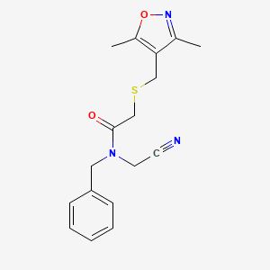 N-benzyl-N-(cyanomethyl)-2-{[(3,5-dimethyl-1,2-oxazol-4-yl)methyl]sulfanyl}acetamide