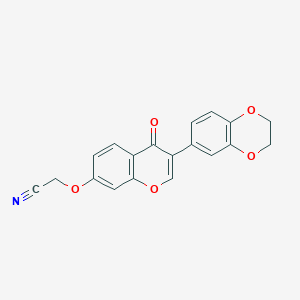 molecular formula C19H13NO5 B2664978 2-((3-(2,3-二氢苯并[b][1,4]二氧杂环己烷-6-基)-4-氧代-4H-香豆素-7-基氧基)乙腈 CAS No. 843668-88-2