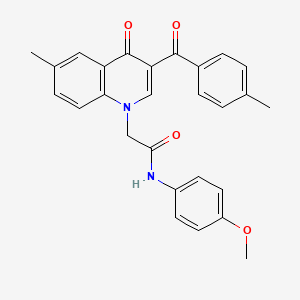 molecular formula C27H24N2O4 B2664982 N-(4-methoxyphenyl)-2-[6-methyl-3-(4-methylbenzoyl)-4-oxo-1,4-dihydroquinolin-1-yl]acetamide CAS No. 898344-26-8