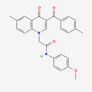 molecular formula C27H24N2O4 B2664982 N-(4-methoxyphenyl)-2-(6-methyl-3-(4-methylbenzoyl)-4-oxoquinolin-1(4H)-yl)acetamide CAS No. 898344-26-8