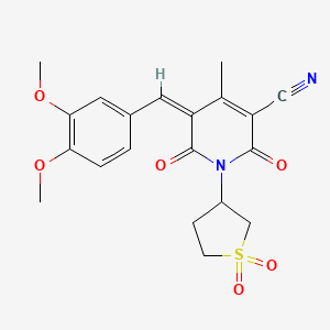 (5Z)-5-(3,4-dimethoxybenzylidene)-1-(1,1-dioxidotetrahydrothiophen-3-yl)-4-methyl-2,6-dioxo-1,2,5,6-tetrahydropyridine-3-carbonitrile