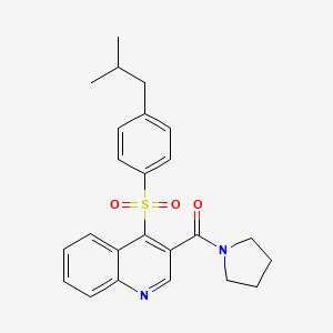molecular formula C24H26N2O3S B2664989 {4-[(4-Isobutylphenyl)sulfonyl]-3-quinolyl}(1-pyrrolidinyl)methanone CAS No. 1358669-55-2