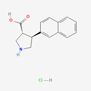 molecular formula C15H16ClNO2 B2664990 (3R,4S)-4-(Naphthalen-2-yl)pyrrolidine-3-carboxylic acid hydrochloride CAS No. 1330750-26-9