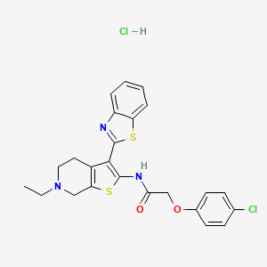 molecular formula C24H23Cl2N3O2S2 B2664991 N-(3-(苯并[d]噻唑-2-基)-6-乙基-4,5,6,7-四氢噻吩[2,3-c]吡啶-2-基)-2-(4-氯苯氧基)乙酰胺盐酸盐 CAS No. 1329907-82-5