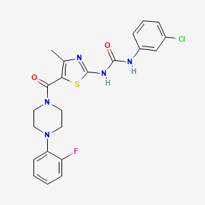 molecular formula C22H21ClFN5O2S B2664999 1-(3-Chlorophenyl)-3-(5-(4-(2-fluorophenyl)piperazine-1-carbonyl)-4-methylthiazol-2-yl)urea CAS No. 941916-47-8