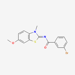 molecular formula C16H13BrN2O2S B2665004 (E)-3-bromo-N-(6-methoxy-3-methylbenzo[d]thiazol-2(3H)-ylidene)benzamide CAS No. 850781-88-3