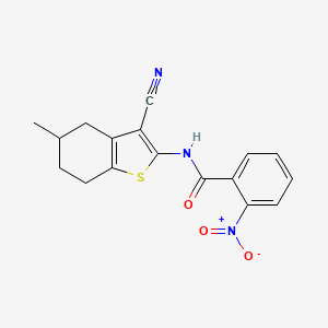 molecular formula C17H15N3O3S B2665005 N-(3-cyano-5-methyl-4,5,6,7-tetrahydrobenzo[b]thiophen-2-yl)-2-nitrobenzamide CAS No. 313404-15-8