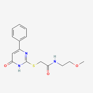 molecular formula C15H17N3O3S B2665008 N-(2-甲氧基乙基)-2-((6-氧代-4-苯基-1,6-二氢嘧啶-2-基硫)乙基)乙酰胺 CAS No. 528844-55-5