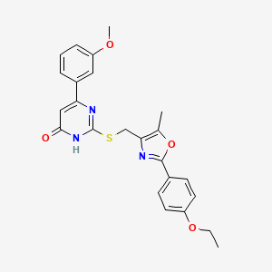 2-(((2-(4-ethoxyphenyl)-5-methyloxazol-4-yl)methyl)thio)-6-(3-methoxyphenyl)pyrimidin-4(3H)-one