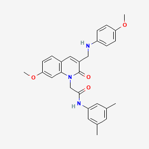 N-(3,5-dimethylphenyl)-2-(7-methoxy-3-(((4-methoxyphenyl)amino)methyl)-2-oxoquinolin-1(2H)-yl)acetamide